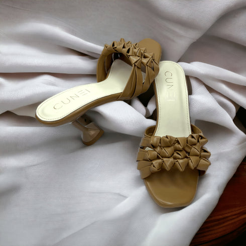 Tan Barbed Heels - cunei
